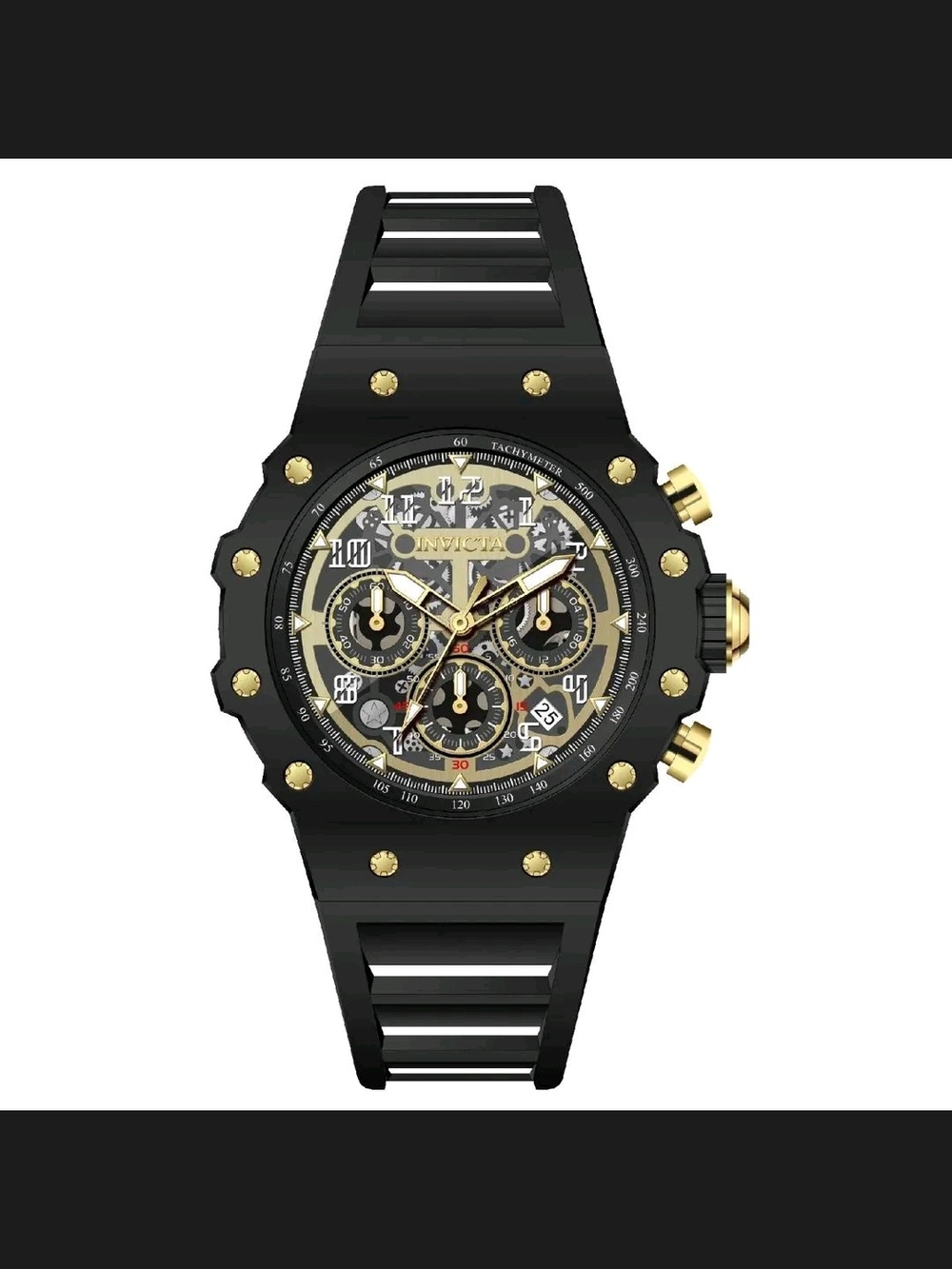 Invicta Racing Vaulthan Men's Black and Gold Chronograph Watch 44mm - Picture 1 of 8